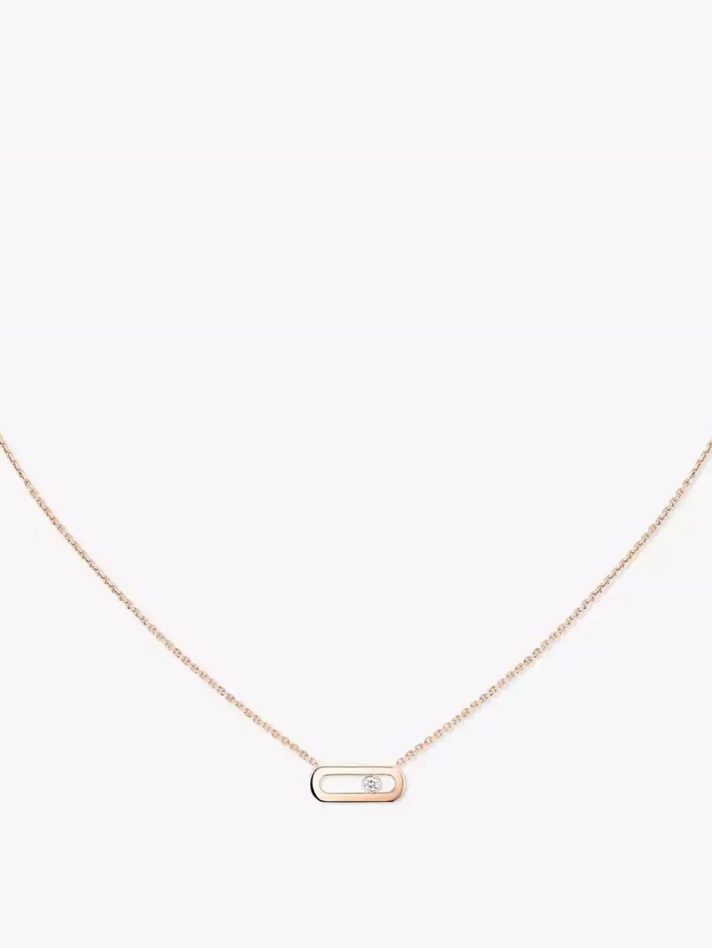 Messika Rose Gold Oval Pendant Necklace with Single Diamond